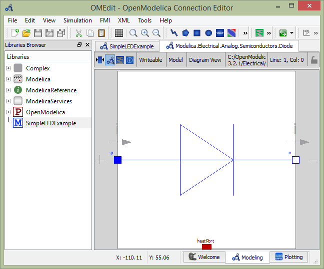 Diode Model in Modelica