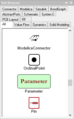 pin part in part browser