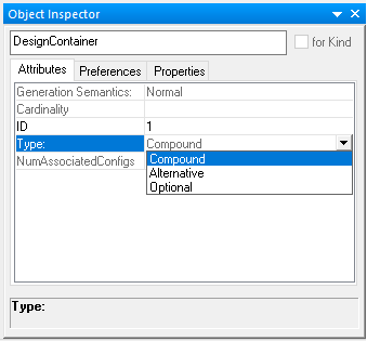 Type Attribute of a Design Container Object