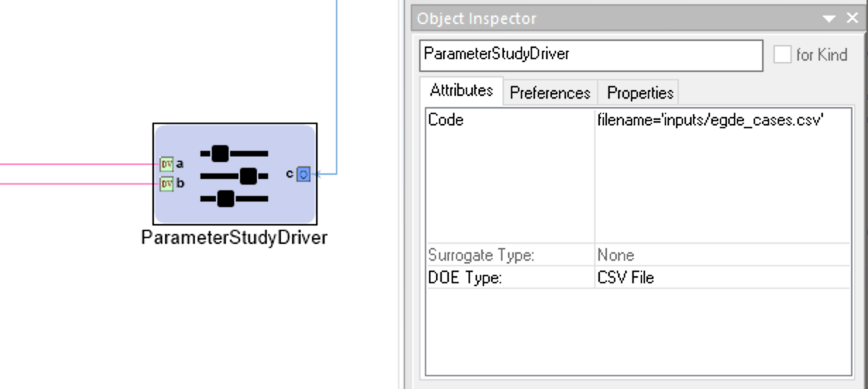 Example CSV File DOE Type Configuration for a Parameter Study Driver
